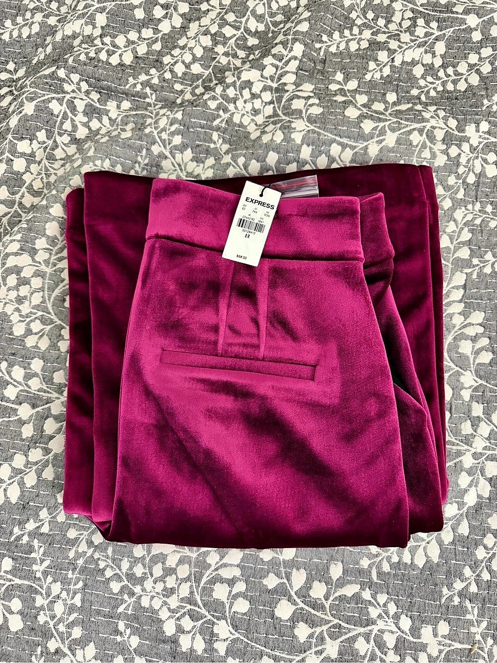 Express Editor High Waisted Velvet Wide Leg Pant Purple Size 8R New With Tags